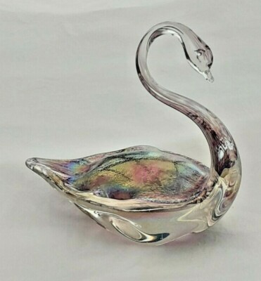 Reiher Glas Riesen Amethyst Schwan 14 cm groß - Handarbeit in UK - Geschenkbox
