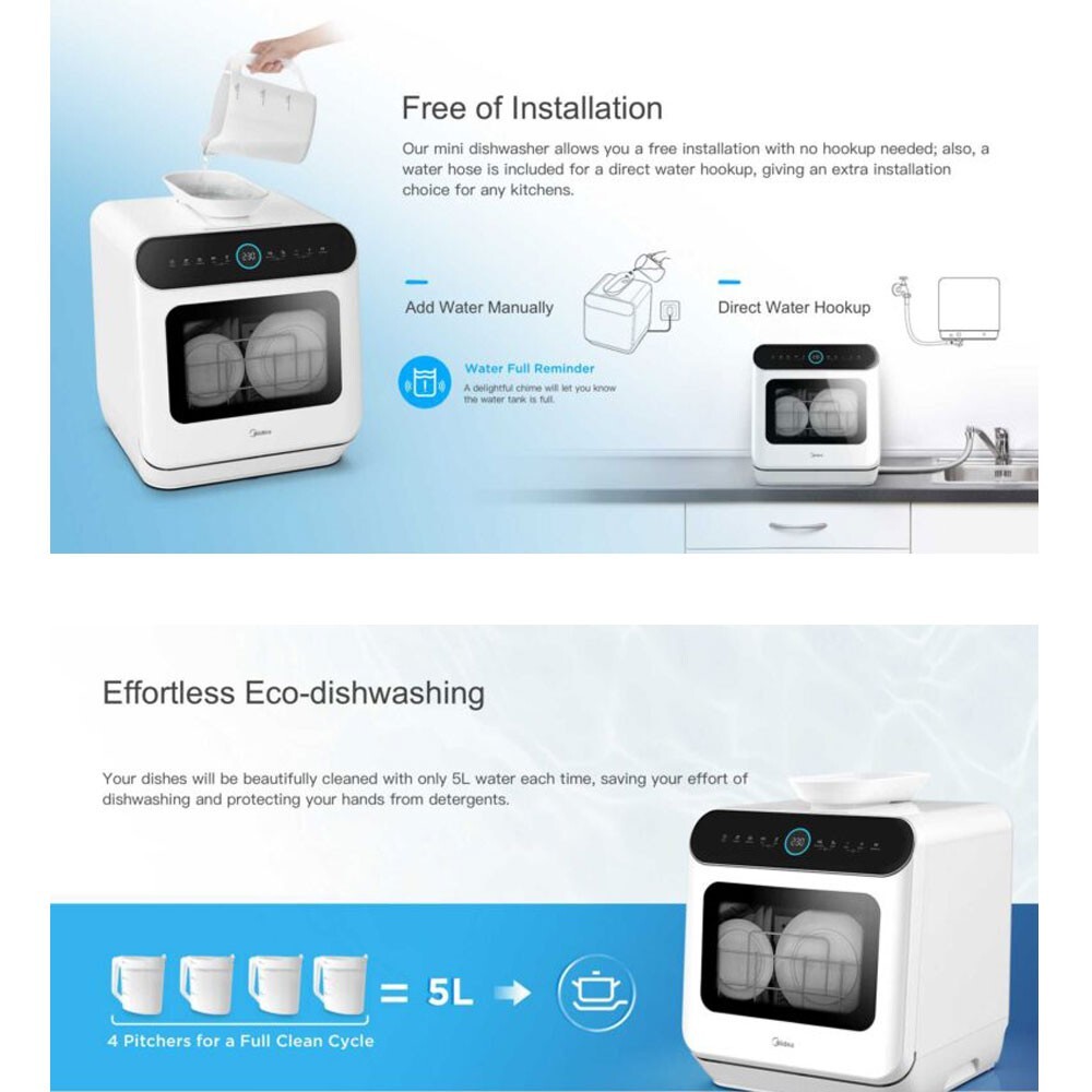 Midea Miniplus Benchtop Dishwasher 7 wash programs selfcleaning eBay