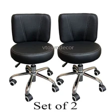 Technician Stool Spa 2024 Pedicure Chair Nail Stool Adjustable Set of 2 - Black