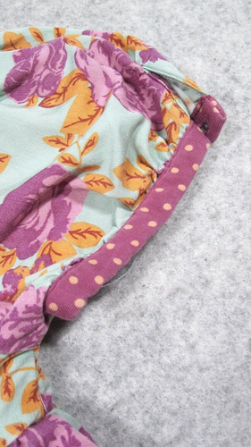 Matilda Jane Dress Childs 6 Green/Purple Floral Puff Sleeves Pleated Ruffle Logo - Picture 11 of 11