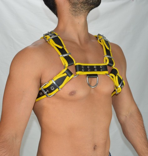 AW-6750 Bulldog Leder harness + Piping,Gay Leather Harness/leder Brust Harness - Picture 6 of 24