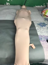 Latex full cover sleep bag vacuum catsuit with breath tube back zip