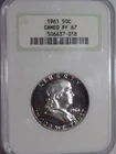 1961 Franklin Proof Silver Half - NGC CAMEO PF67 - Old Fatty Holder, Green Label