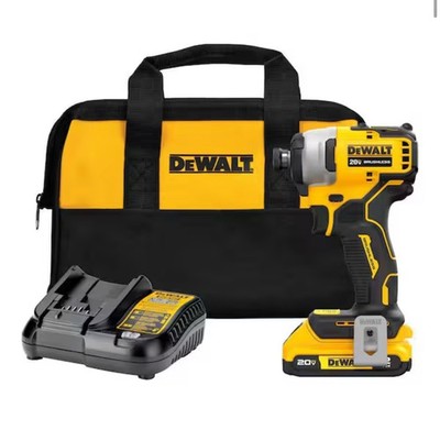 New DEWALT ATOMIC 20V MAX 1/4 in Impact Driver Kit 2Ah Battery Charger DCF809D1