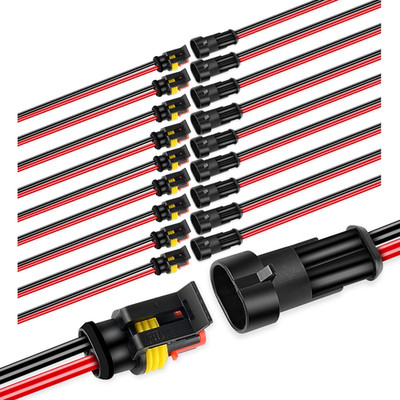 - 50020R 2Pin Way 16AWG Waterproof Wire 1.5Mm Series Terminal Connector-10 Pack,