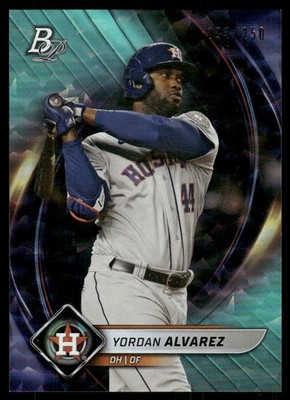 2022 Bowman Platinum Aqua Ice Foilboard #52 Yordan Alvarez /250 - BB