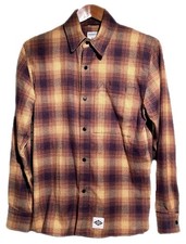 Signature Innovation Group Flannel Shirt Jacket Plaid Rust Small Snap USA Made