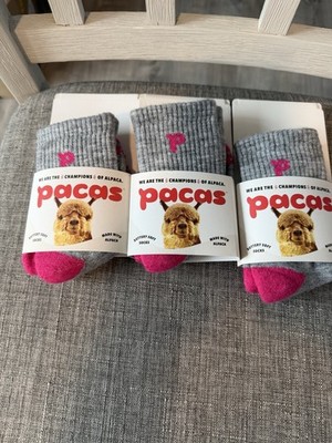 Pacas Crew Socks Unisex Kids Alpaca Blend Gray Pink Soft Hypoallergenic Xs/S