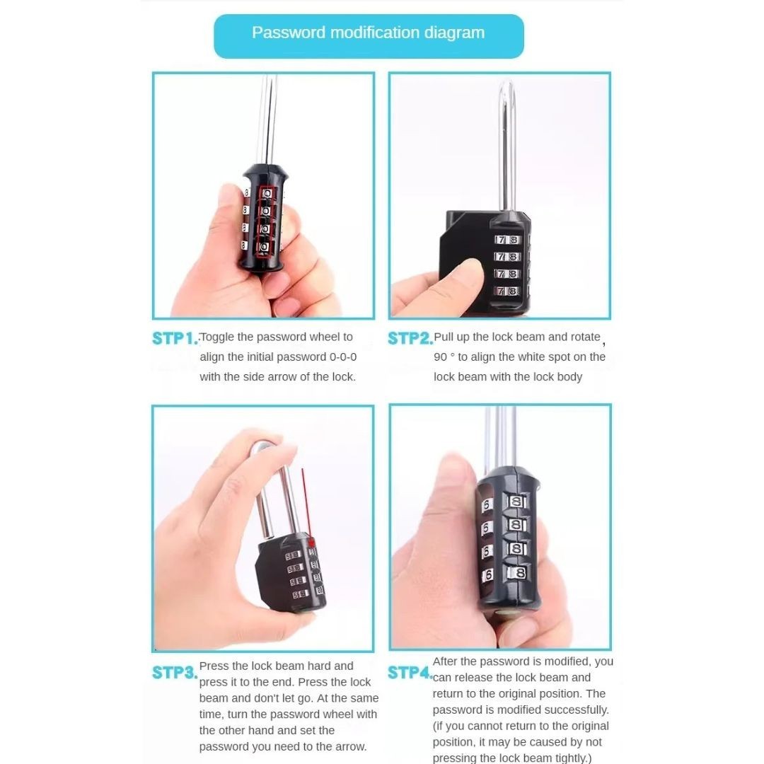 Waterproof 4-Digit Combo Durable Outdoor Padlock