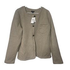 J. Jill Houndstooth 3 Button Jacket Blazer LT L Tall Workwear Preppy Beige New