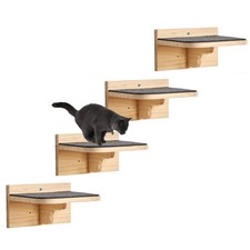 Solid Wood Wall Mounted Large Cat Step Climbing Perch 9.8x7.1 In