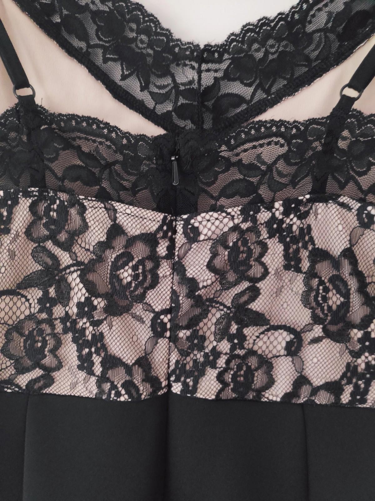 Jane Norman Black & Nude lace Bodycon Pencil LBD Dress Uk8 Y2k vintage 90's image 8