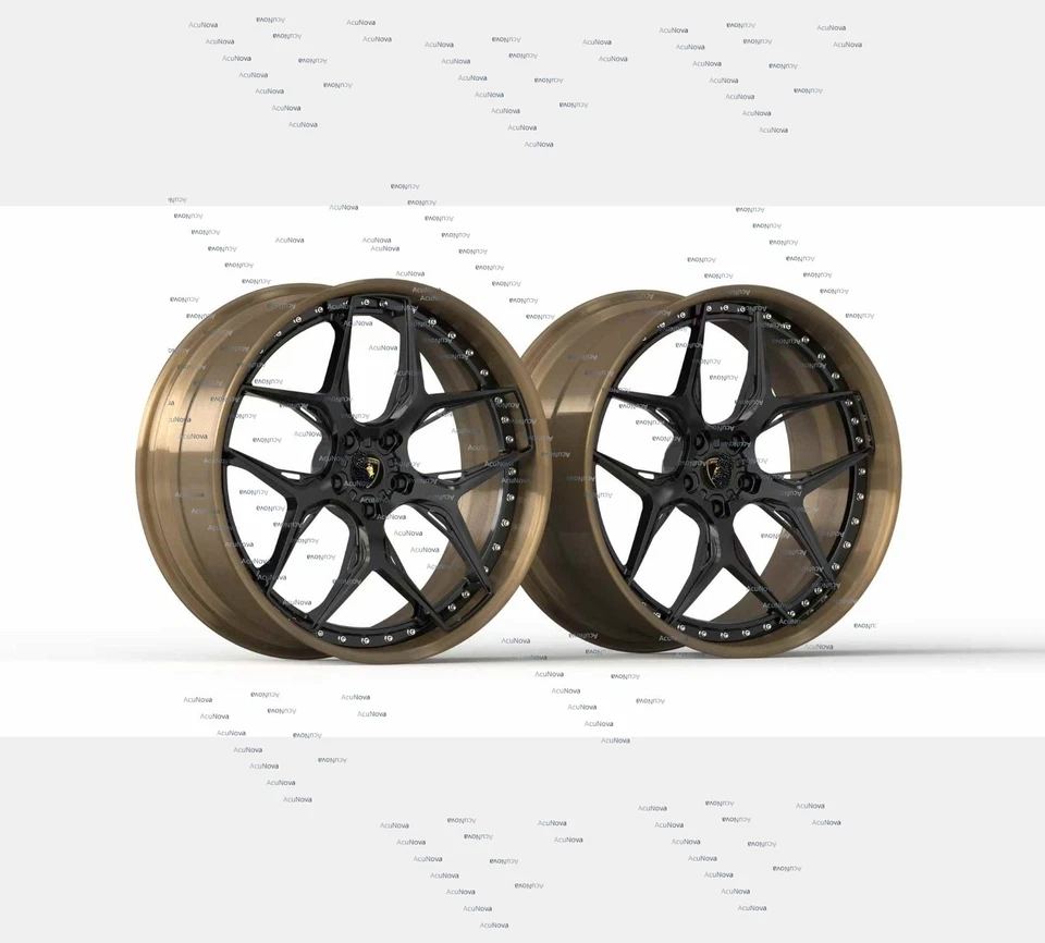 4X for AUDI Q8 24" two-piece forged gloss black rims in brushed bronze - Image 3 of 4