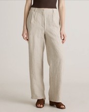 NWT Quince Women 8 100% European Linen Pleated Trouser Flax Pants 