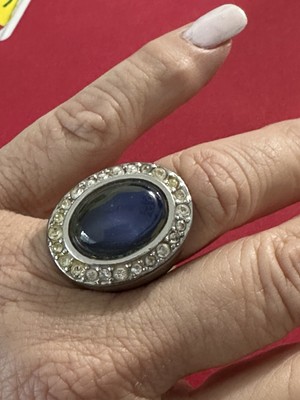 Designer St John Mood Ring Blue Green Grey Silver With Crystals