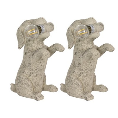 2er Set Natur Welpe Hund Tischlampe Nachttischlampen Retro Tier Schlafzimmer Leuchte