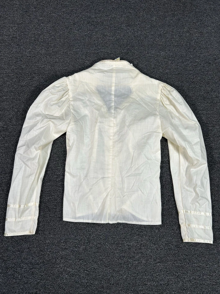 Blusa Top Gunne Sax Vintage Gunnies Marfil Satén Pradera Boho Manga Abullonada Talla 11 Foto 2 de 4