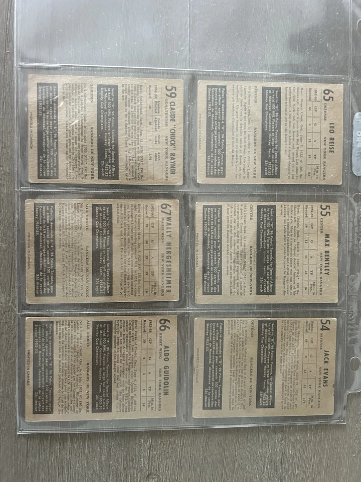 (12) 1953-54 Parkhurst NY Rangers 54,55,58,59,60,61,62,63,64,65,66,67 todo excelente+/nuevo Foto 2 de 4