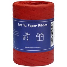 Red Raffia Ribbon, 1/4 Wide, 109 Yards, Gift Wrapping, Packing, Crafts, DIY