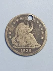 1839 Seated Liberty Half Dime With Hole #1086