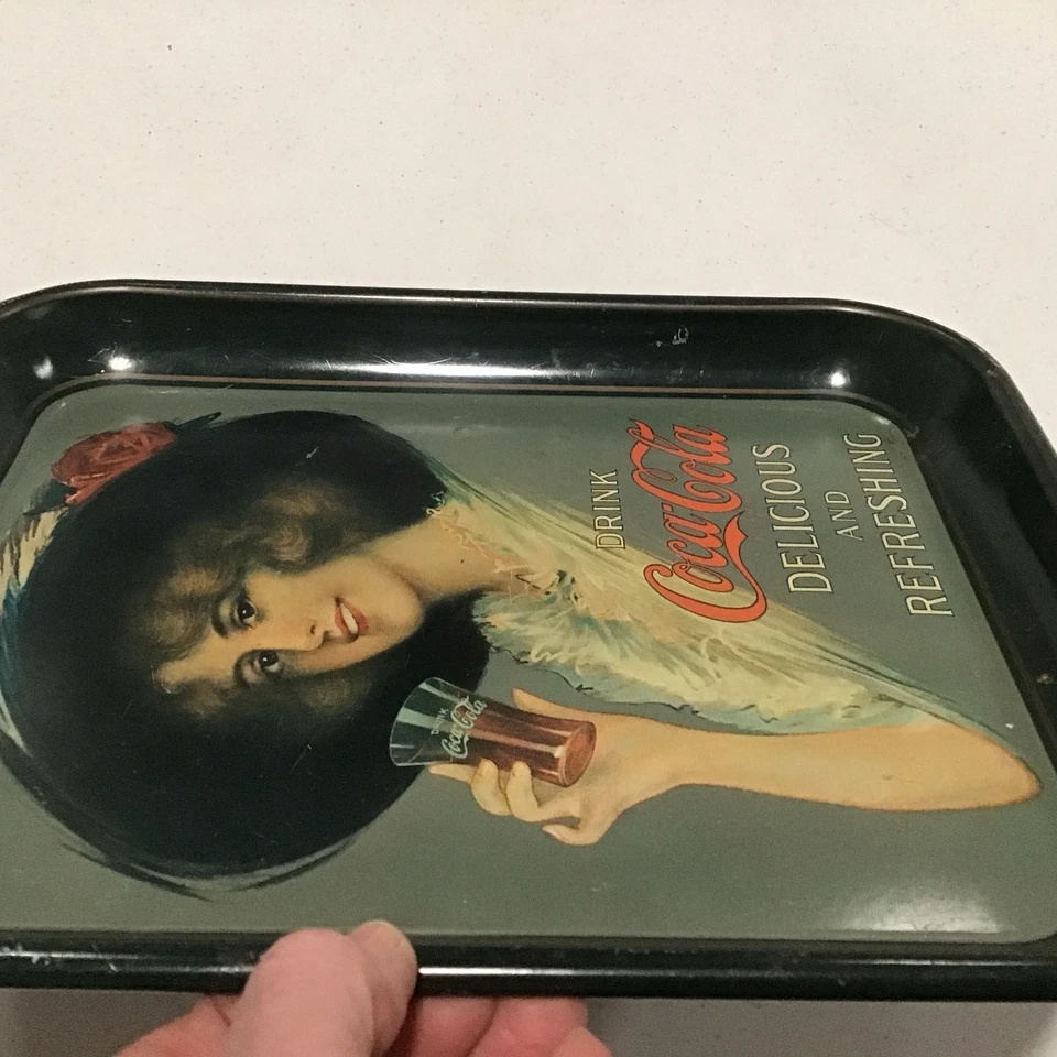 Vintage 1912 Coca-Cola Advertising Metal Serving Tray Woman Coke  - Image 4 of 4