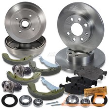 2x BREMSSCHEIBE + BREMSBELÄGE VORNE + 2x RADLAGER HINTEN FÜR OPEL CORSA B