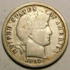 1892 P Barber Dime 90% Silver VG-F  "Actual Coin Pictured - Not Cleaned"