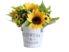 Potted Artificial Sunflowers Bonsai Silk with Pot