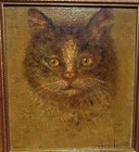 Antique Chicago CAT KITTEN oil painting signed William Edwards 1871-1944