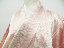 JAPANESE KIMONO KOMON PINK 160cm 5 ft 3 in PURE SILK AA7841