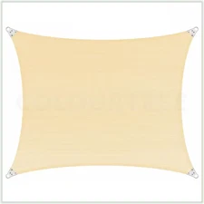 16 Ft. X 12 Ft. 260 GSM Reinforced (Super Ring) Beige Rectangle Sun Shade Sail S