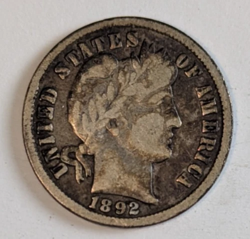 1892 Barber Silver Dime 10c VG Very Good BSD1