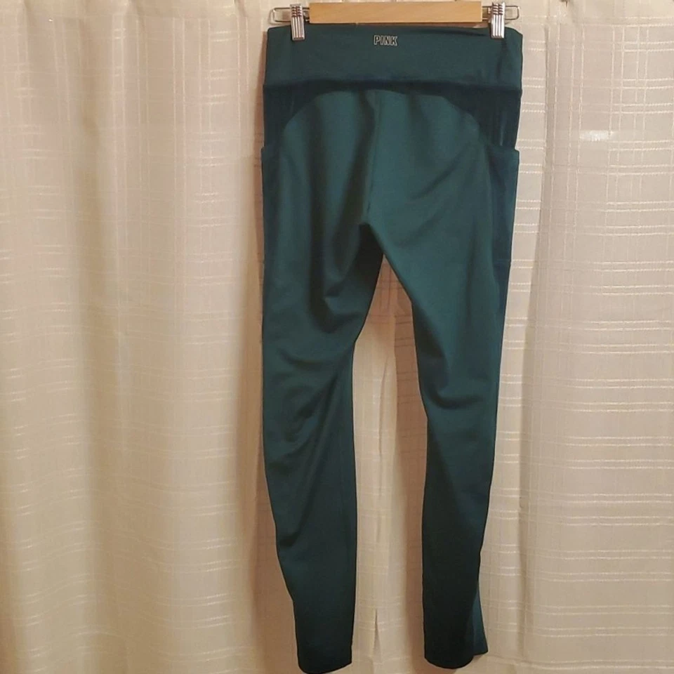 Pink Pants Womens Size Large L Green Leggings Yoga Gym Velour Type - Image 4 of 4