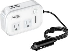 200W Car Power Inverter, FOVAL 12V DC to 110V AC Inverte with 4 USB White