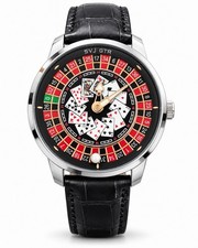 Casino Roulette Playing Card Watch Poker Vegas Black Leather Strap Silver