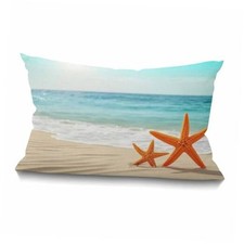 Farmhouse Pillow Cover Beach Starfish and Seas Oceans Blue Sky Seashells Md001