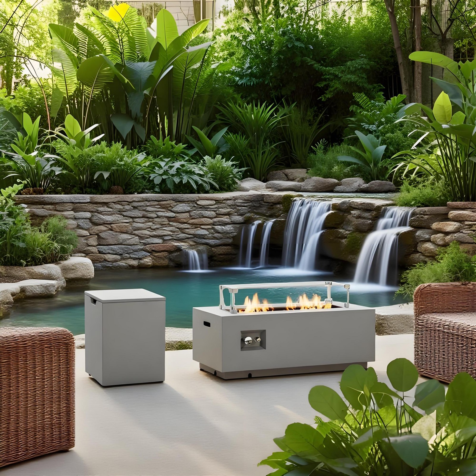 42" Propane Gas Fire Pit Table with Storage Bin 50000BTU Gar