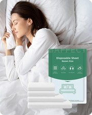 2 Pack Disposable Bed Sheets Fitted Sheets, Disposable Sheets for Travel with...