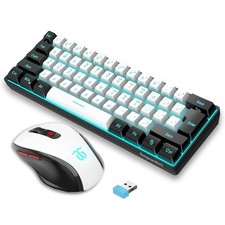 Snpurdiri 2.4G Wireless Gaming Keyboard and Small Large, Black White Combo