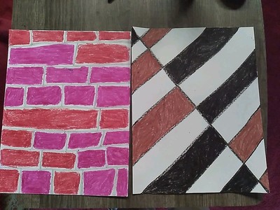 A Set Of Two Abstract Crayon Drawings On 8.5x11 Paper Signed Dated