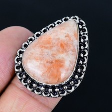 Sunstone 925 Silver Plated Handmade Ring of US Size 7