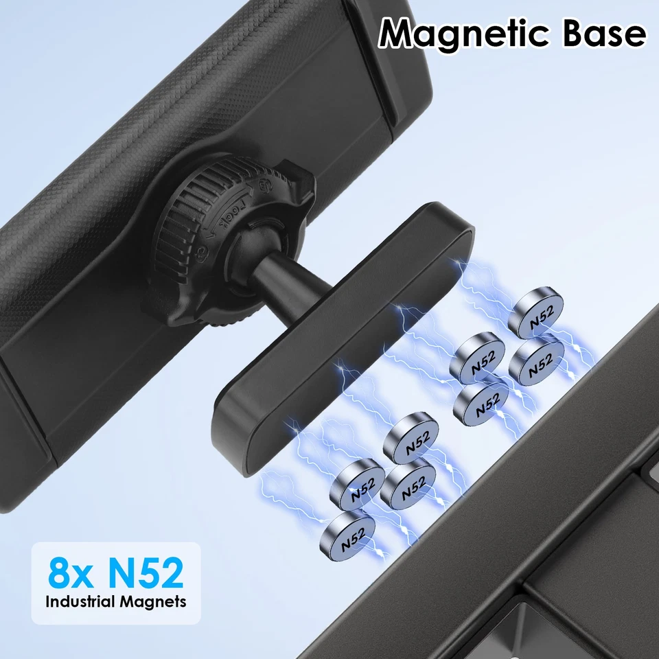 360° 磁性 iPad 支架 适用于厨房 健身房 冰箱 4.7-12.9" 平板电脑 手机支架 — 第 3/4 张图片