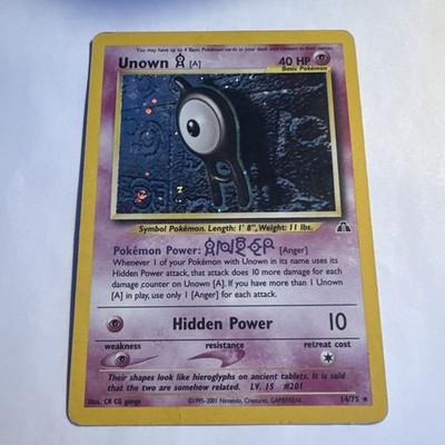Unown [A] 14/75 - Neo Discovery Unlimited Holo Rare Pokemon TCG NM