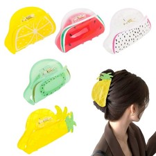 ASUNFO 5 Pcs Fruit Hair Clips Strawberry 1 Count Pack of 5 , Multi-colored