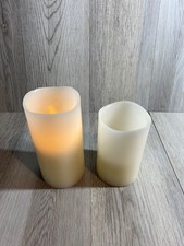Set of 2 Flameless Candles w/Remote/Timer -3"x 5   3" x 6  Both Tested/Working