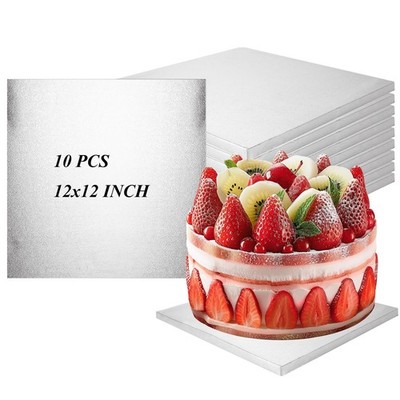 10 PCS Square Cake Drum 12 Inch Board 1/2 Inch Thick Silver Decorating Bake