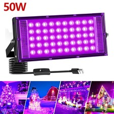 50W LED Black Lights for Glow Party Stage UV Blacklight Floodlight 395nm US