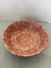 Roseville Spongeware Ribbed sides Gerald E. Henn 9.75" Serving Bowl -rose