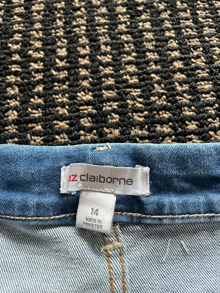 Falda Liz Claiborne Mujer Azul Denim Línea A Cinco Bolsillos Elastizada Talla 14 Nueva con Etiquetas Foto 3 de 4