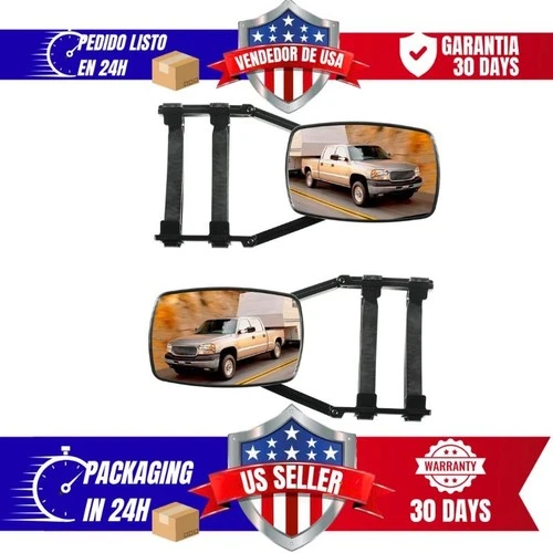 Car Tow Mirror - Universal Clamp-On 360 Degree Rotation Adjustable Mirror, RV Le